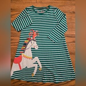 Mini Boden Rainbow Horse / Unicorn Appliqué Dress - Size 7-8